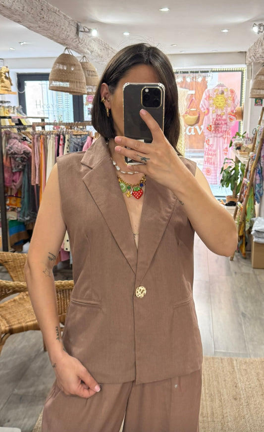 BLAZER SANS MANCHES CHOCO D’ENSEMBLE