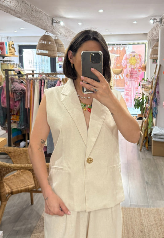 BLAZER SANS MANCHES BEIGE