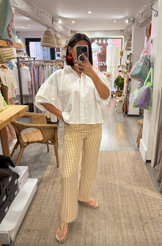PANTALON VICHY CAMEL