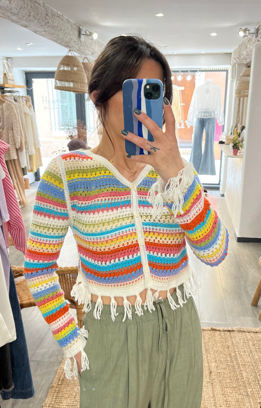 Gilet crochet multicolore