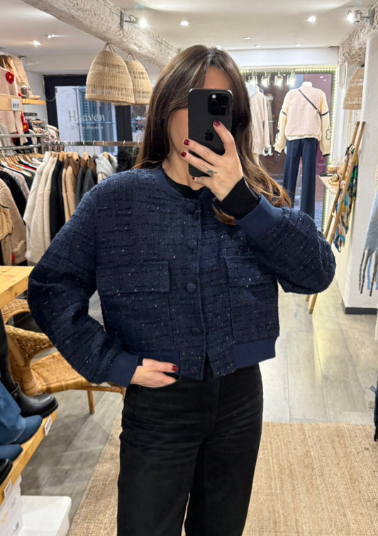 BOMBERS TWEED IRISÉ BLEU